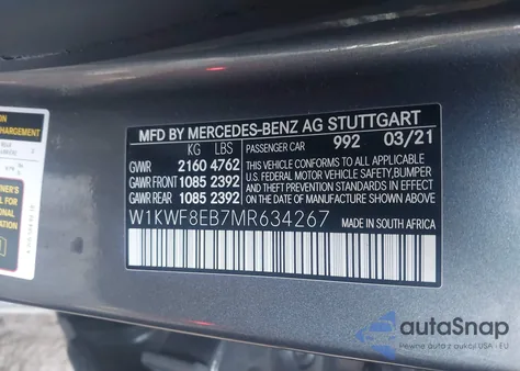2021 Mercedes-Benz C 300 4Matic from USA, damaged, VIN W1KWF8EB7MR634267